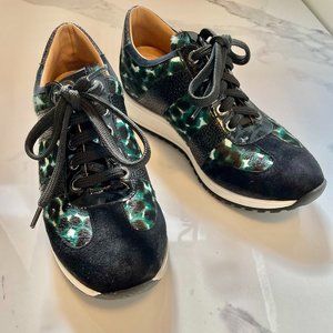 Longchamp Suede, Pony Hair,  Leather Sneakers